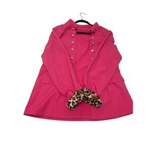 SHEIN 2X pink suit jacket, leopard cuffs